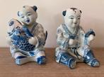 2 blauw wit Chinees porseleinen beeldjes, Antiek en Kunst, Ophalen of Verzenden