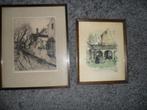 aquarel en ets, Antiek en Kunst, Kunst | Etsen en Gravures, Ophalen of Verzenden