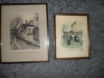 aquarel en ets beschikbaar voor biedingen
