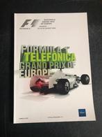 programma Grand Prix Europa 2008 Valencia formule 1, Verzamelen, Ophalen of Verzenden, Formule 1