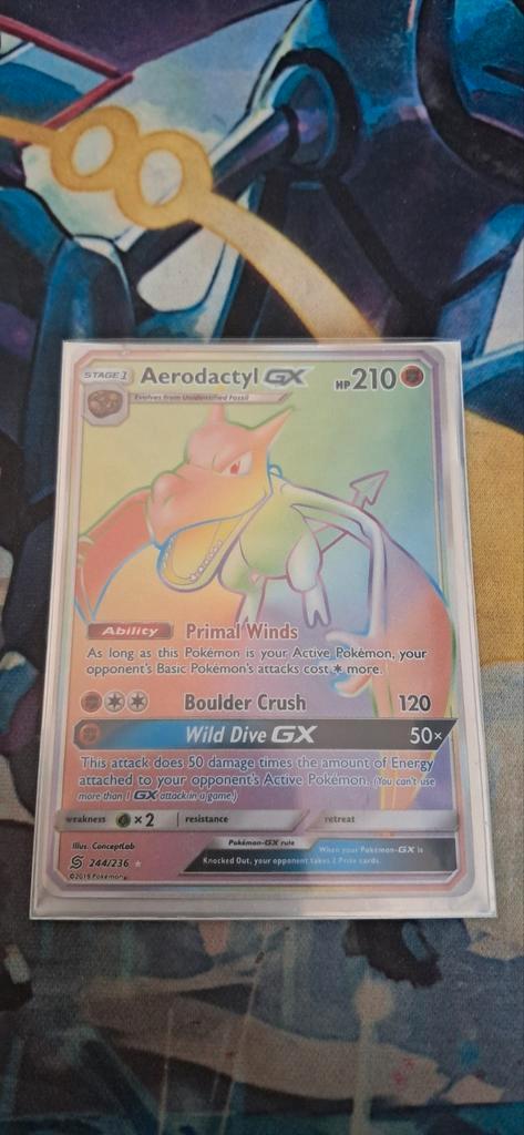 Aerodactyl GX - 244/236 SM Unified Minds Secret Rare Pokemon, Hobby en Vrije tijd, Verzamelkaartspellen | Pokémon, Nieuw, Ophalen of Verzenden