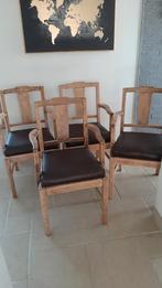 4 anciennes chaises en bois, Vier, Gebruikt, Bruin, Hout
