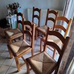 6 eiken stoelen, Huis en Inrichting, Stoelen, Ophalen, Gebruikt, Bruin, Vijf, Zes of meer stoelen