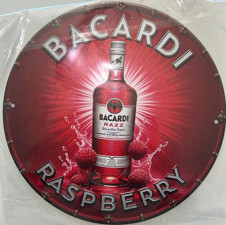 Reclamebord vintage Bacardi Raspberry - mancave poolhouse, Verzamelen, Merken en Reclamevoorwerpen, Nieuw, Reclamebord, Ophalen of Verzenden