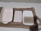 tupperware rechthoekige microgolf pot met rooster en deksel, Ophalen of Verzenden, Nieuw, Wit, Schaal