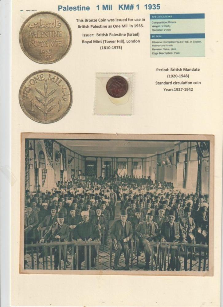 Palestina 1 Mil munt/foto's 1935, Postzegels en Munten, Munten | Azië, Losse munt, Midden-Oosten, Verzenden