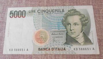 bankbiljet - Italië - 5000 lire  beschikbaar voor biedingen