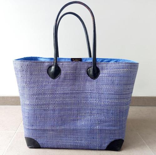 RUIME STEVIGE RIETEN WINKEL-STRANDTAS/SHOPPER JEANSBLAUW, Handtassen en Accessoires, Tassen | Damestassen, Gebruikt, Shopper, Blauw