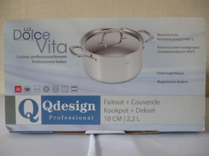 Qdesign INOX (18/10) KOOKPOT 18cm 2,2l (alle vuren), Huis en Inrichting, Keuken | Potten en Pannen, Nieuw, Kookpan of Snelkookpan