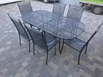 Gietijzeren tafel met stoelen, Ophalen, Gebruikt, 6 zitplaatsen, Tuinset