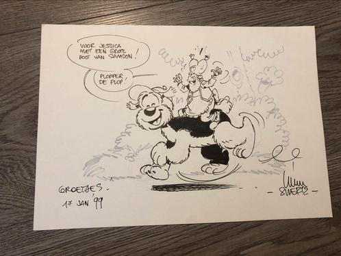 Originele samson en plop striptekening van Swerts, Verzamelen, Stripfiguren, Zo goed als nieuw, Ophalen of Verzenden