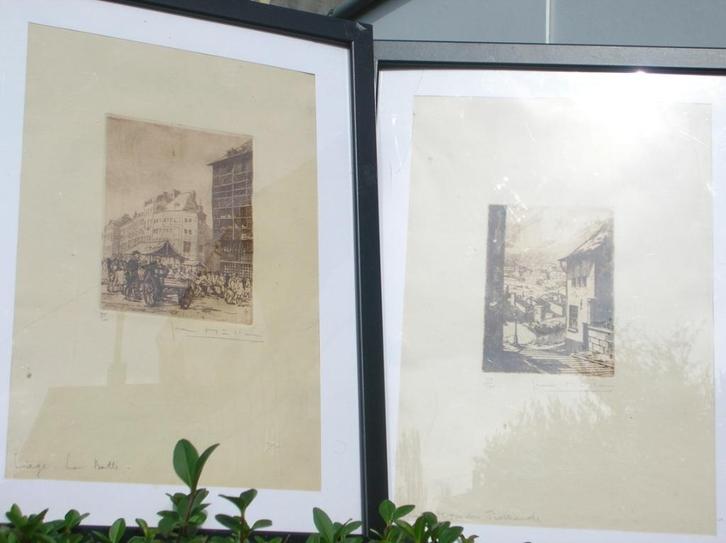 2 JEAN MULLER GESIGNEERD 2 BELLE VUE DE LIÈGE, Antiek en Kunst, Kunst | Etsen en Gravures, Ophalen of Verzenden