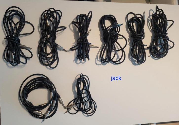 Set kabels (jack 6,3 en XLR), Muziek en Instrumenten, Kabels en Stekkers, Gebruikt, Instrument, Ophalen