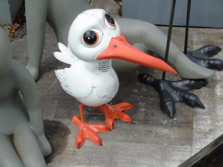 smeedijzeren vogelbeeld met veerkop, uitverkocht!, Tuin en Terras, Tuinbeelden, Zo goed als nieuw, Dierenbeeld, Metaal, Ophalen