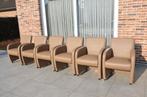 6 Eetkamerstoelen op wieltjes, Huis en Inrichting, Stoelen, Ophalen, Gebruikt, Bruin, Vijf, Zes of meer stoelen
