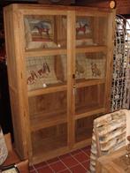 NIEUWE TEAK 2-deurs vitrinekast - boekenkast - Flamant, Maison & Meubles, Armoires | Vitrines, 100 à 150 cm, Verre, 200 cm ou plus