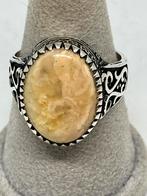 Zilveren herenring met echte barnsteen / amber  – maat 29, Handtassen en Accessoires, Ringen, Overige kleuren, 20 of groter, Nieuw