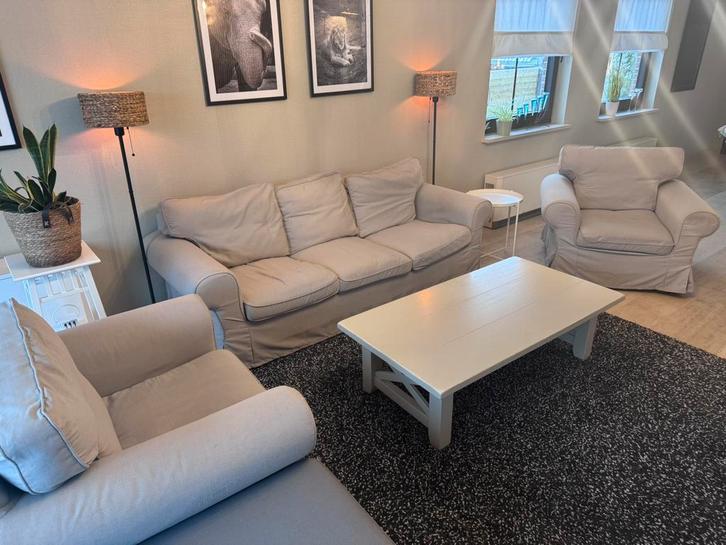 Compleet salon Ektorp incl 2 hoezen, Maison & Meubles, Canapés | Salons, Utilisé, Enlèvement