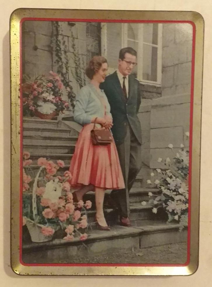 Oude blikken doos Côte d'Or - Boudewijn en Fabiola, Verzamelen, Koningshuis en Royalty, Ophalen of Verzenden