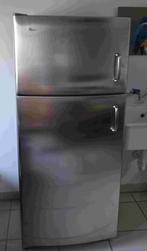 Inox koelkast Whirlpool, Elektronische apparatuur, Koelkasten en IJskasten, 60 cm of meer, Met aparte vriezer, 200 liter of meer