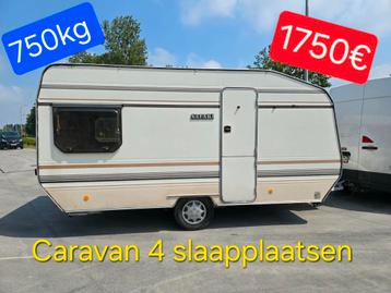 Caravan 750kg 4 slaapplaatsen Badkamer foodtruck camping 4m