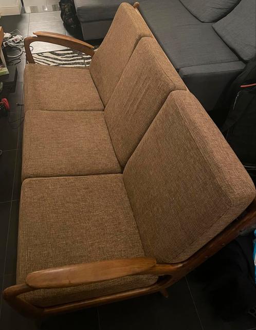 Vintage zetel, Huis en Inrichting, Zetels | Zetels, Gebruikt, Rechte bank, Driepersoons, 150 tot 200 cm, 75 tot 100 cm, Hout, Ophalen