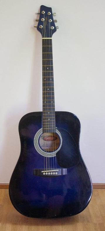 Akoestische blauwe gitaar Stagg SW201 3-4de Dreadnought