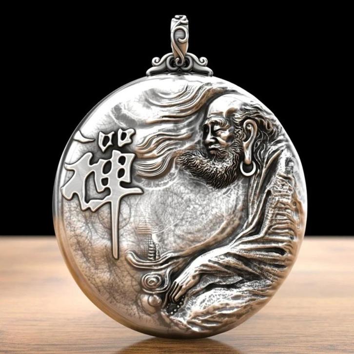 Dharma Patriarch Zen hanger - 999 zilver, Handtassen en Accessoires, Kettinghangers, Nieuw, Zilver, Zilver, Kruis of Symbool, Verzenden