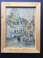 vintage aquarel Clerens J. Rue des Renards, Antiek en Kunst, Kunst | Tekeningen en Fotografie, Ophalen of Verzenden