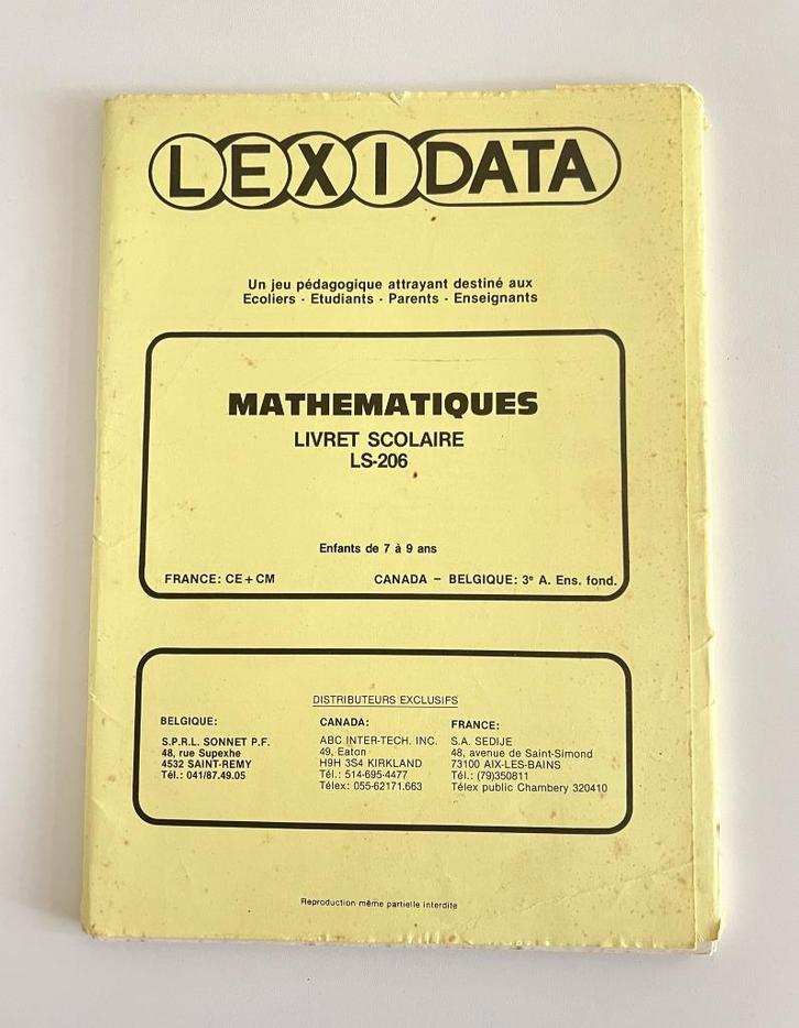 Livret Lexidata Mathématiques pour enfants de 7 à 9 ans, Kinderen en Baby's, Speelgoed | Educatief en Creatief, Gebruikt, Rekenen