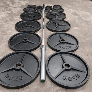 200 kilo Olympische Gewichten set + ATX Power Barbell 220cm  beschikbaar voor biedingen