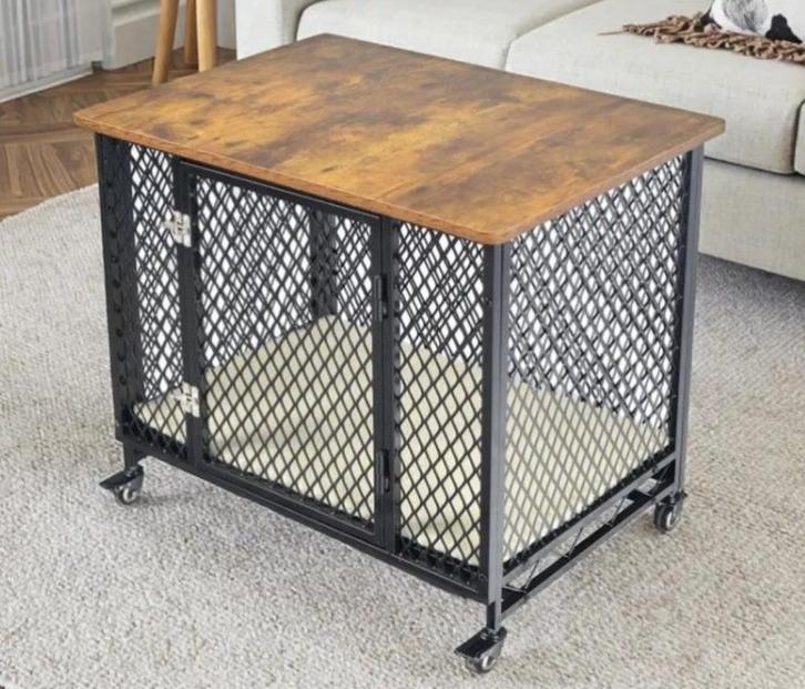 Metalen Hondenbench Petit Grandes Luxueus Houten Cover 69 cm, Dieren en Toebehoren, Hondenbenches, Nieuw, Ophalen of Verzenden