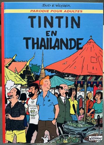 Tintin en Thaïlande, en couleur, parodie originale signée
