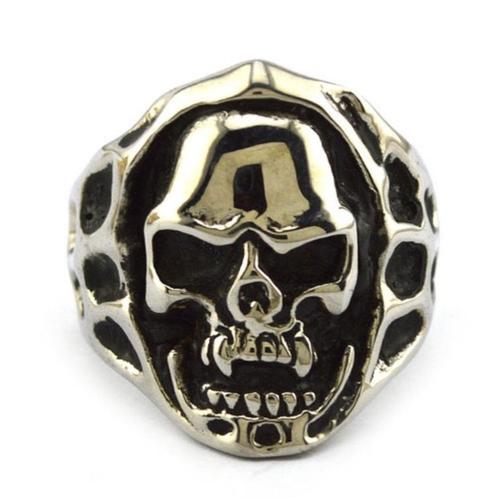 Roestvrij stalen RVS ring met schedel / skull / doodskop, Handtassen en Accessoires, Ringen, Nieuw, Dame of Heer, Zilver, IJzer of Staal
