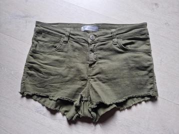 mini denim short - korte short kaki groen  beschikbaar voor biedingen