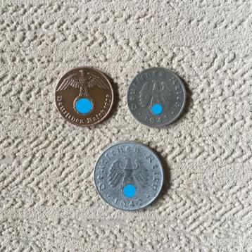Duitse munten wo2 - Set pfennigen 1 tot 10 Pfennig 
