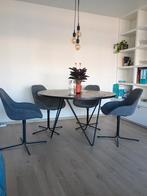 Ronde tafel met 4 kuipstoelen, Huis en Inrichting, Ophalen, Rond, Zo goed als nieuw, Metaal