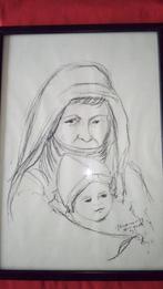 Pentekening, vrouw met kind, Ophalen