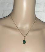 Ketting edelsteen hanger vintage groene jade goud patroon, Handtassen en Accessoires, Kettingen, Ophalen, Nieuw, Steen of Mineraal