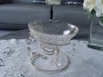 Vase en verre craquelé sur support en métal et perles, Ophalen of Verzenden, Zo goed als nieuw, Overige kleuren, Aardewerk of Porselein
