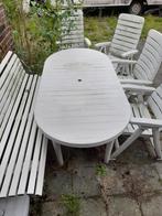 Tafel/bank/4stoelen, Tuin en Terras, Tuinsets en Loungesets, Ophalen, Kunststof, Gebruikt, Bank