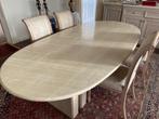 Travertine eettafel, Comme neuf, 100 à 150 cm, Autres matériaux, Ovale