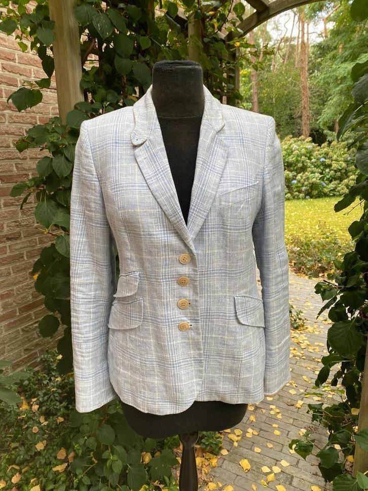 Scapa blazer lichtblauw/wit Prince de Galles motief - 38/40, Kleding | Dames, Jasjes, Kostuums en Pakken, Zo goed als nieuw, Jasje