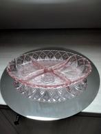 bol rétro en verre pressé rose avec 4 compartiments anciens, Enlèvement ou Envoi