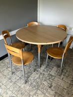 Ronde eettafel met 5 stoelen, Huis en Inrichting, Ophalen, Gebruikt