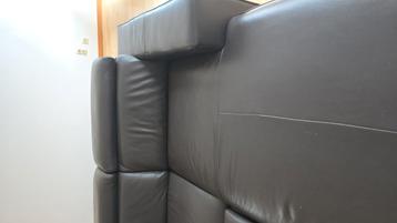 Canapé-lit en cuir marron foncé, 250 à 300 cm, Banc d'angle, Comme neuf, Contemporain