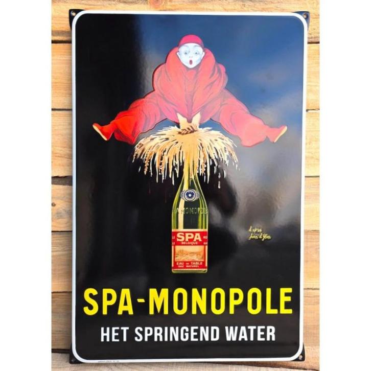 Spa monopole het springend water emaillen retro reclame bord, Verzamelen, Merken en Reclamevoorwerpen, Zo goed als nieuw, Reclamebord