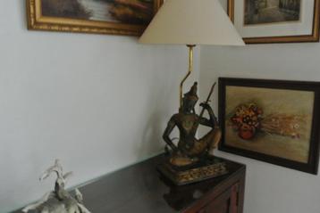 Bronzen Thaise Tafellamp Prins Phra Aphai Mani/Jakhee