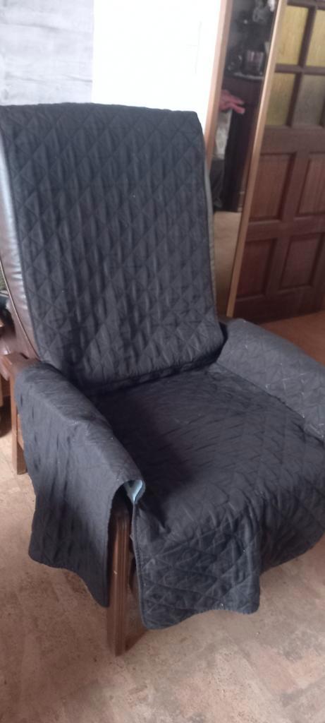 manueel verstelbare relaxzetel incl hoes, Huis en Inrichting, Fauteuils, Zo goed als nieuw, Hout, Ophalen