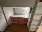 Ikea halfhoogslaper wit/roze met bureau en kasten, Huis en Inrichting, Ophalen, Gebruikt, Eenpersoons, 200 cm